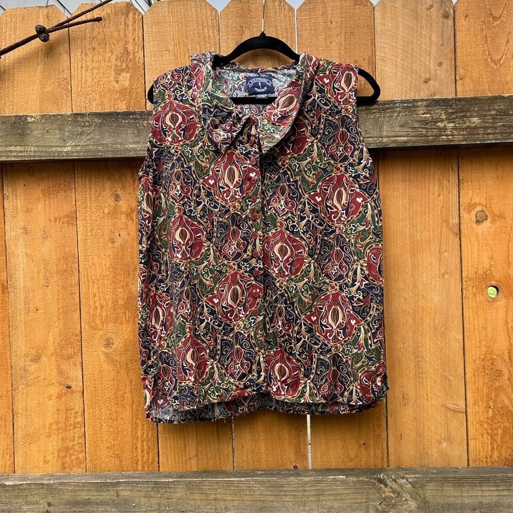 Vintage‎ SOLUTIONS Womens Casual Button Down Collared Blouse Cottagecore Medium - Picture 2 of 6